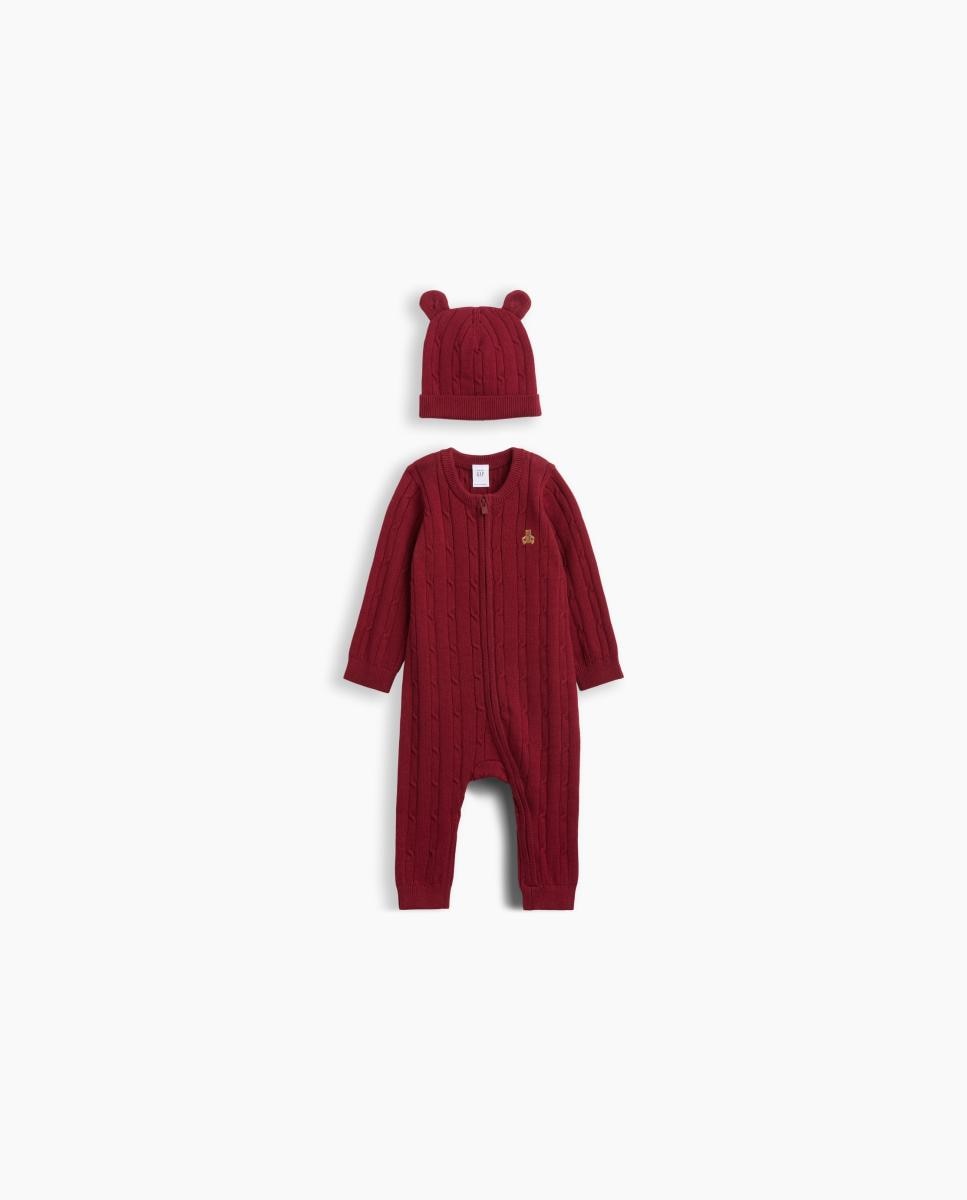 Imagen 1 de Pelele de bebé con gorro y sueter trenzado - Gap - Burdeos Burdeos