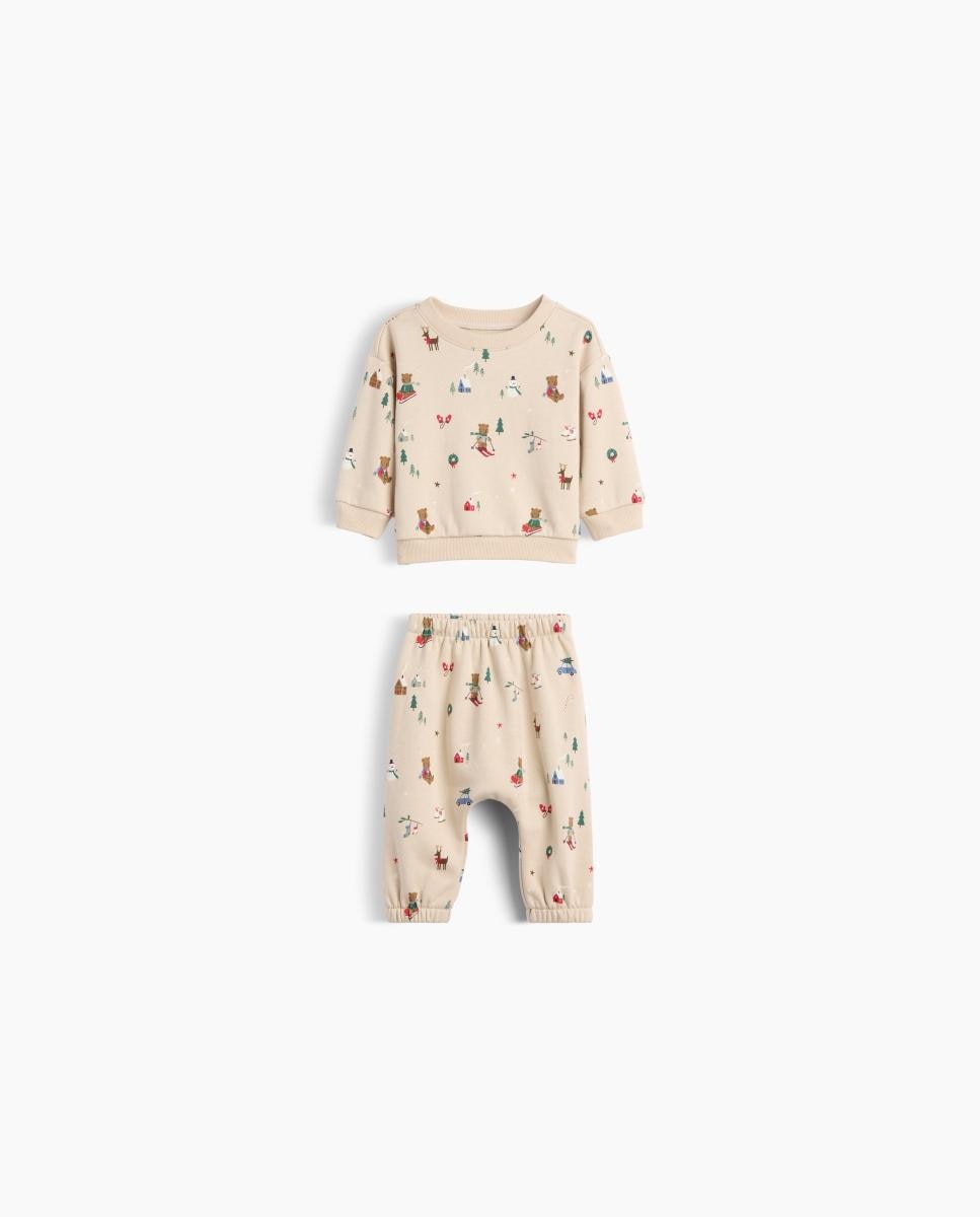 Imagem 0 de Conjunto de Bebé com Sweatshirt de Decote Redondo e Calças Tipo Joggers