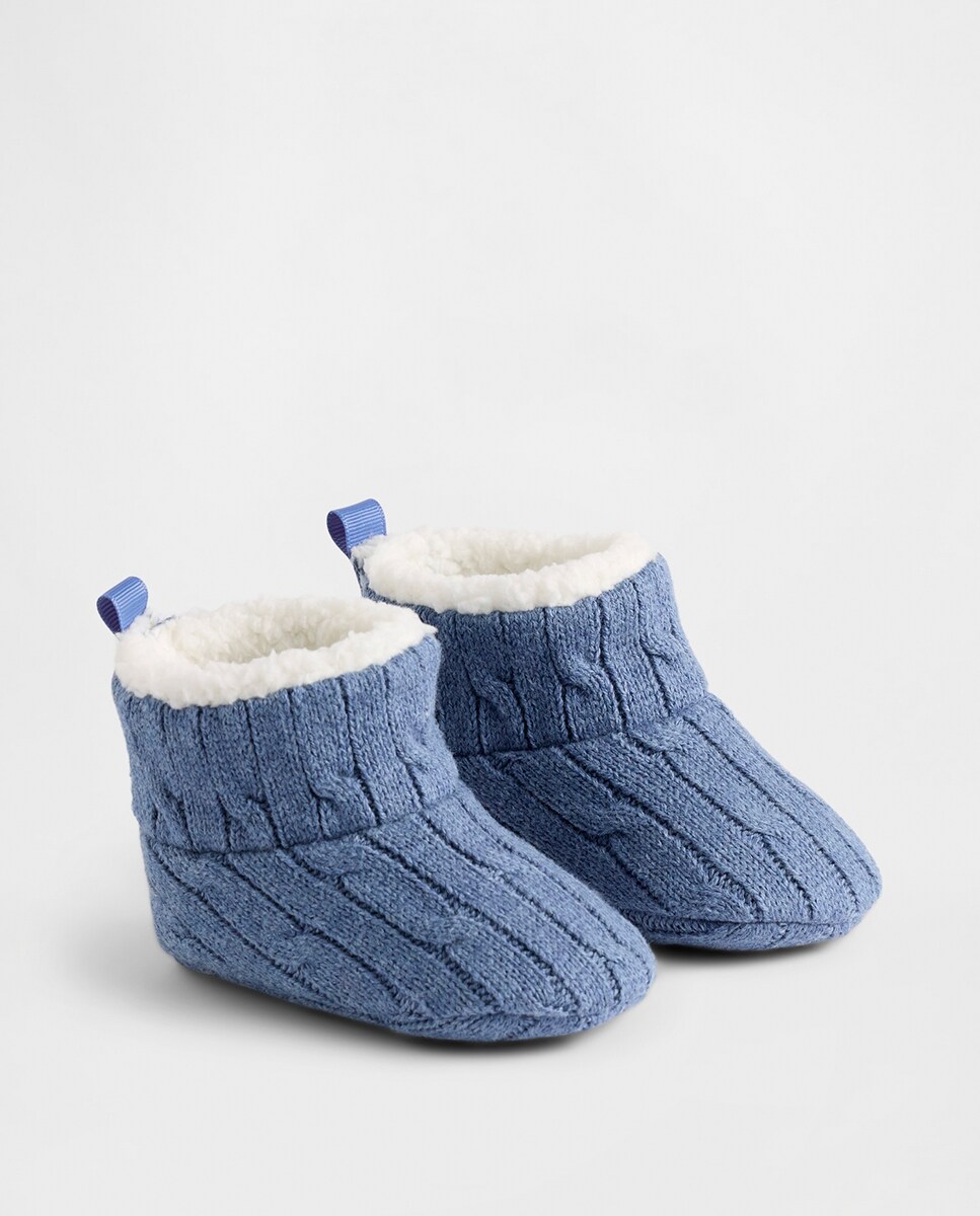 Botas de Bebé com Forro de Sherpa Azul-2