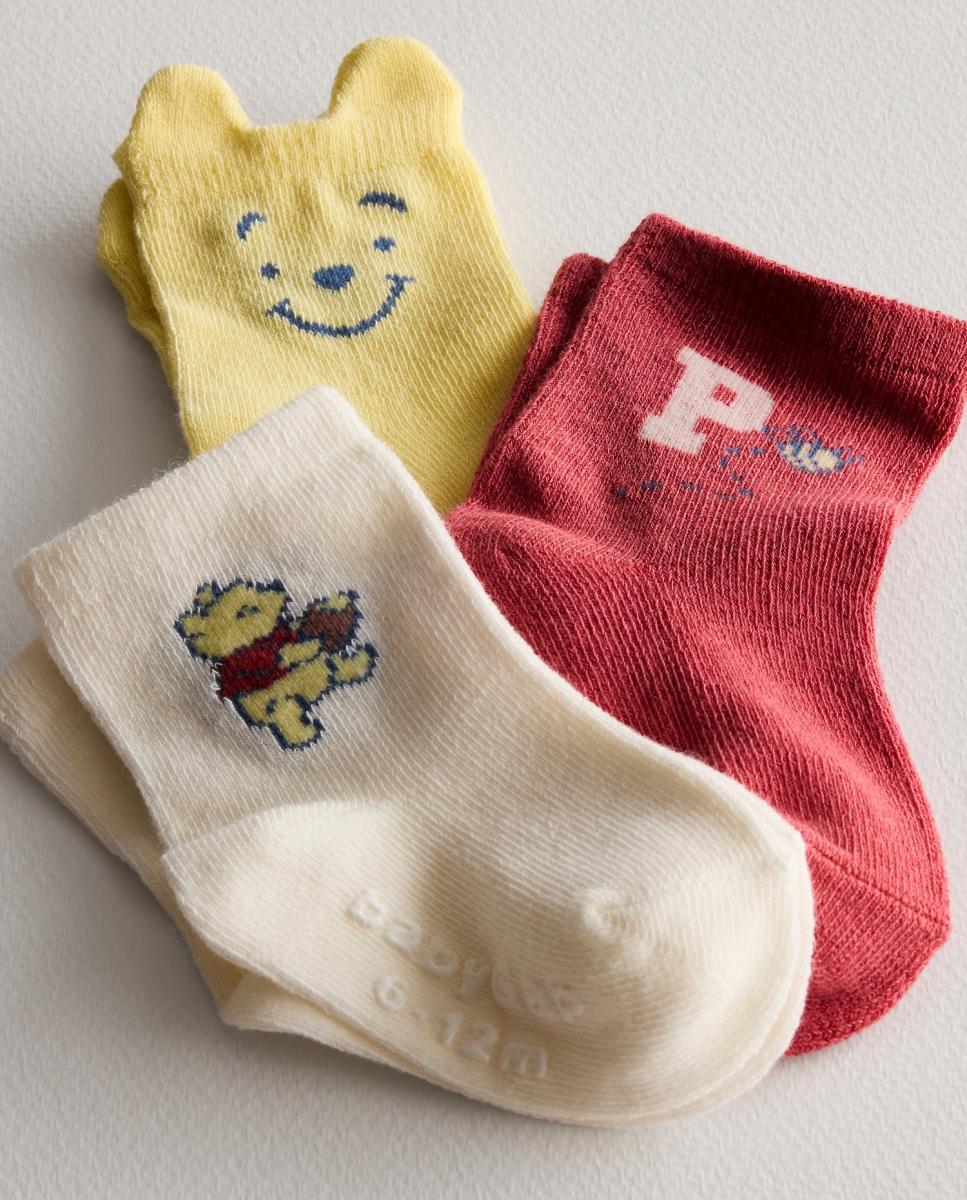 Pack de 3 Pares de Meias de Bebé com Cores Variadas e Fantasia Winnie the Pooh Gap Multicolor-2