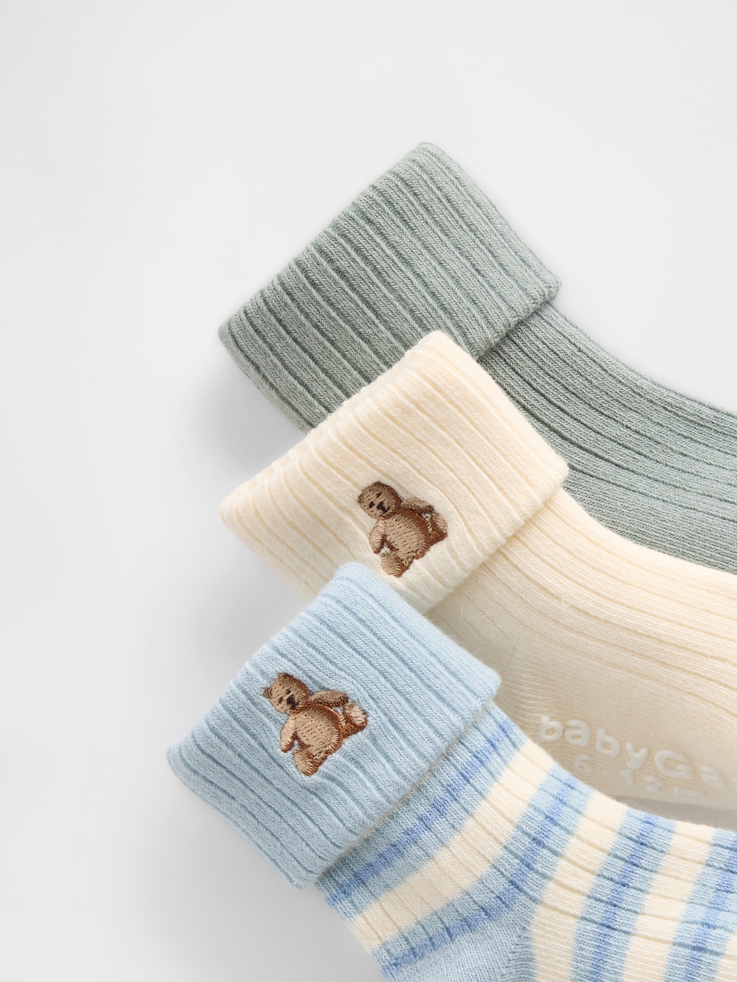 Pack de 3 Pares de Meias de Bebé com Bordado em Cores Variadas Multicolor-2