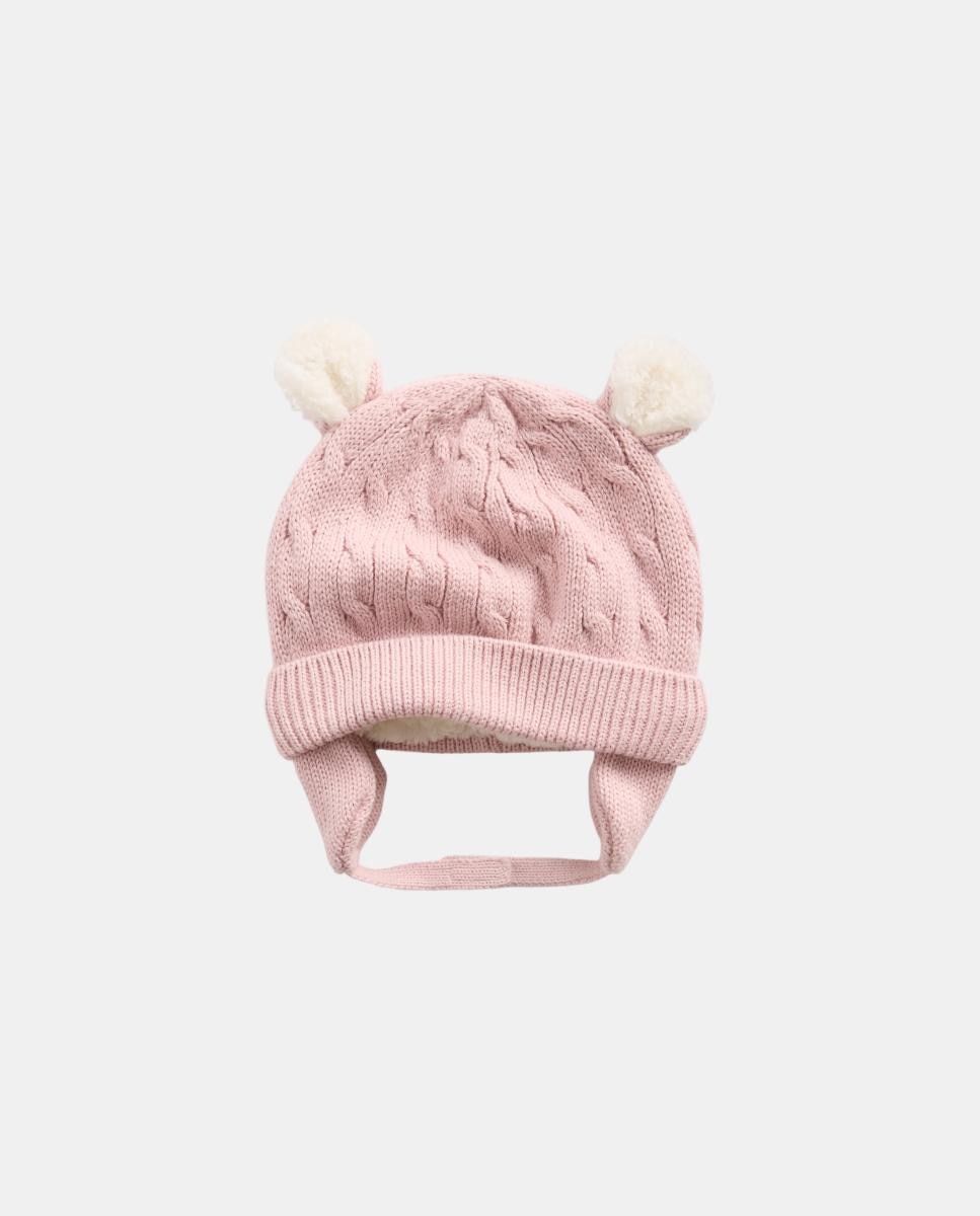 Gorro de bebé con orejitas y cinta en el cuello - Gap - Rosa Rosa-1