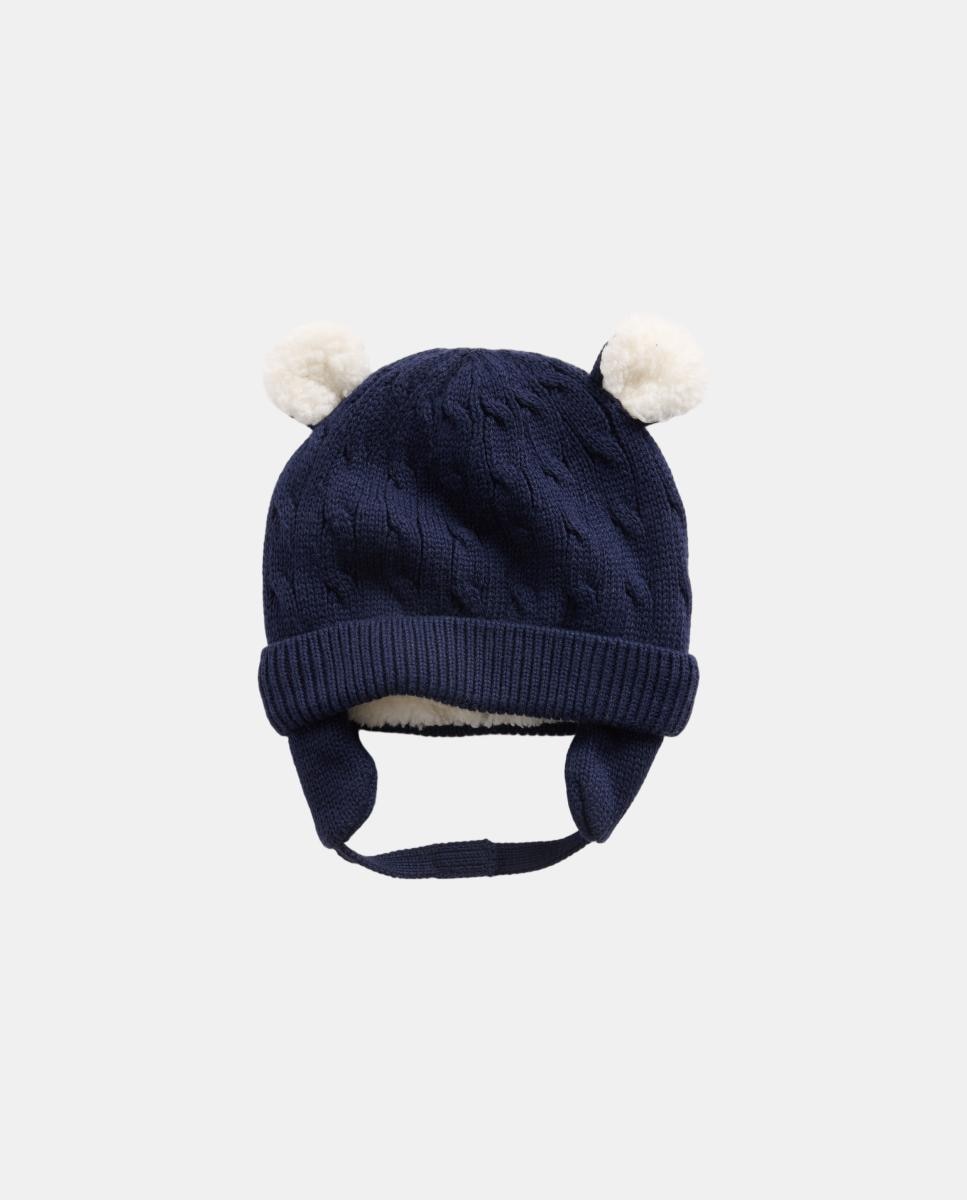 Gorro de bebé con orejitas y cinta en el cuello - Gap - Azul marino Azul marino-1