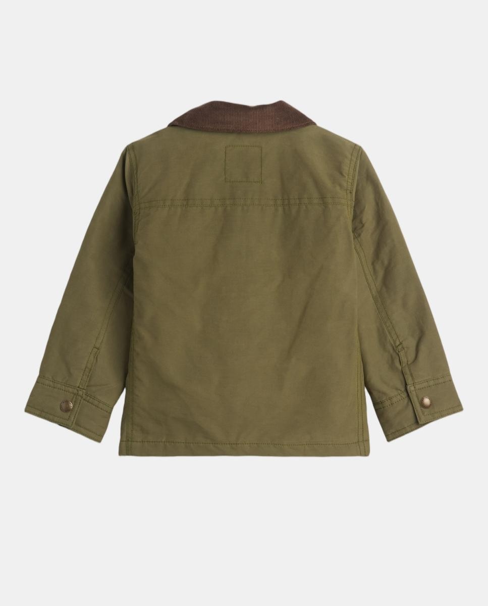 Casaco Liso de Bebé com Gola em Contraste Verde-militar-2