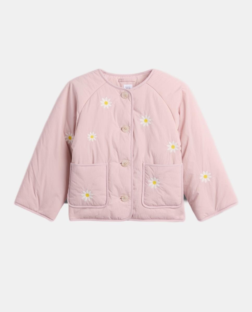 Casaco Acolchoado de Bebé com Bordado Floral Gap Rosa-2