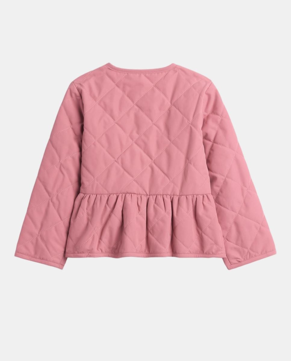 Camisola de Bebé com Peplum e Manga Comprida Rosa-2