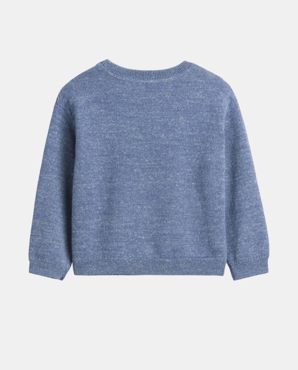 Camisola de Malha de Bebé com Ponto Liso e Decote Redondo Azul-2