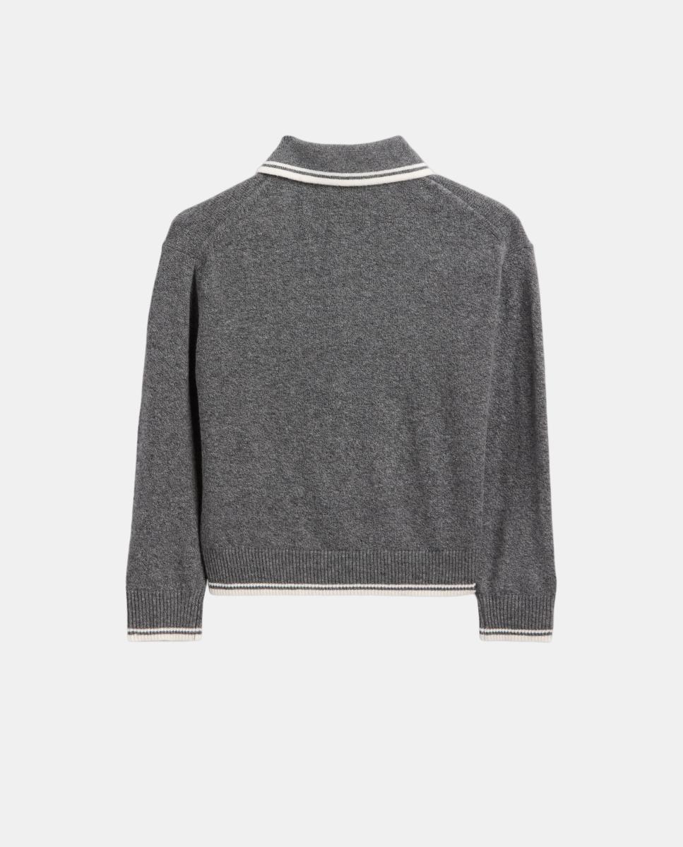 Camisola de Malha Básica de Bebé com Colarinho Tipo Polo Cinzento-2