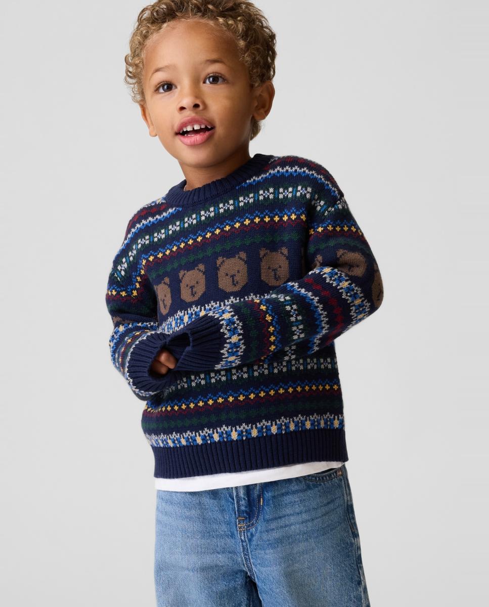 Imagem 0 de Camisola de Malha de Bebé com Decote Redondo e Estampado Fair Isle