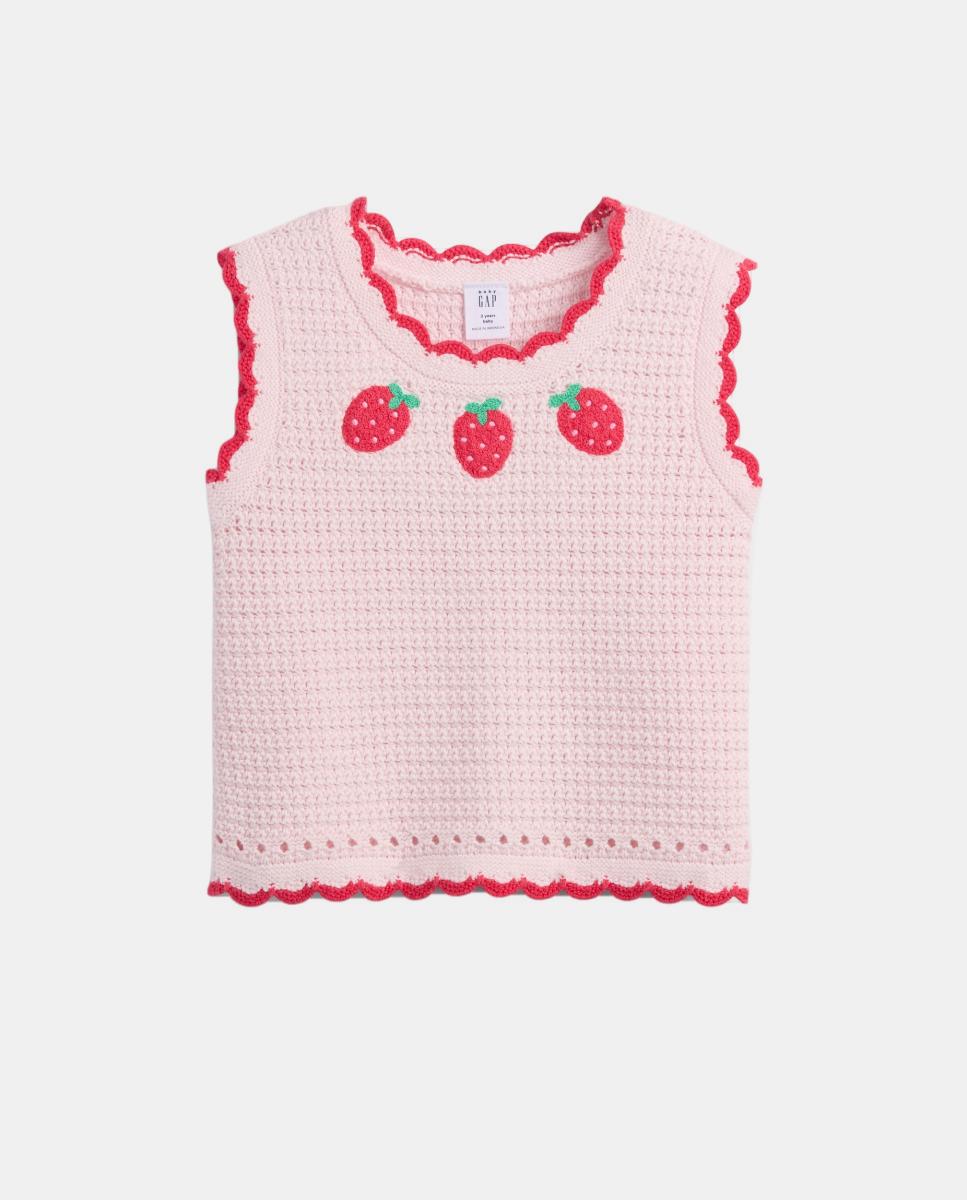 Imagem 0 de Colete de Tricot de Crochet de Bebé com Fantasia de Morangos