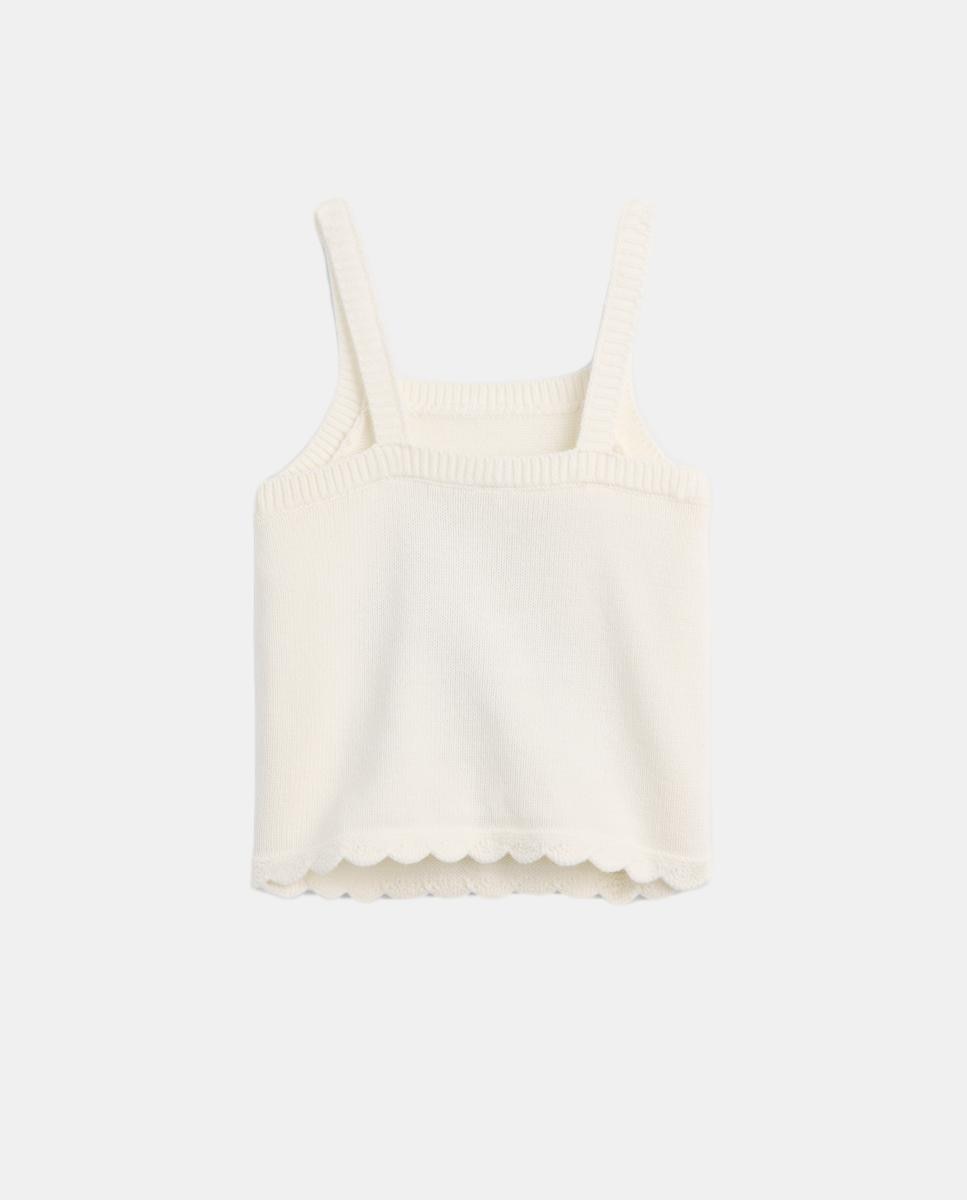 T-shirt de Bebé com Alças e Decote Quadrado Branco-3