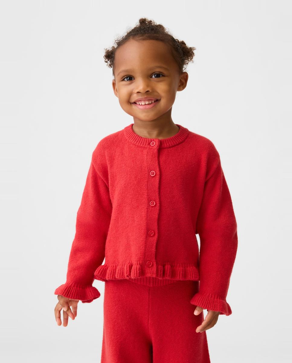 Cardigan de niña de punto cuello redondo y cierre frontal - Gap - Rojo Rojo-1