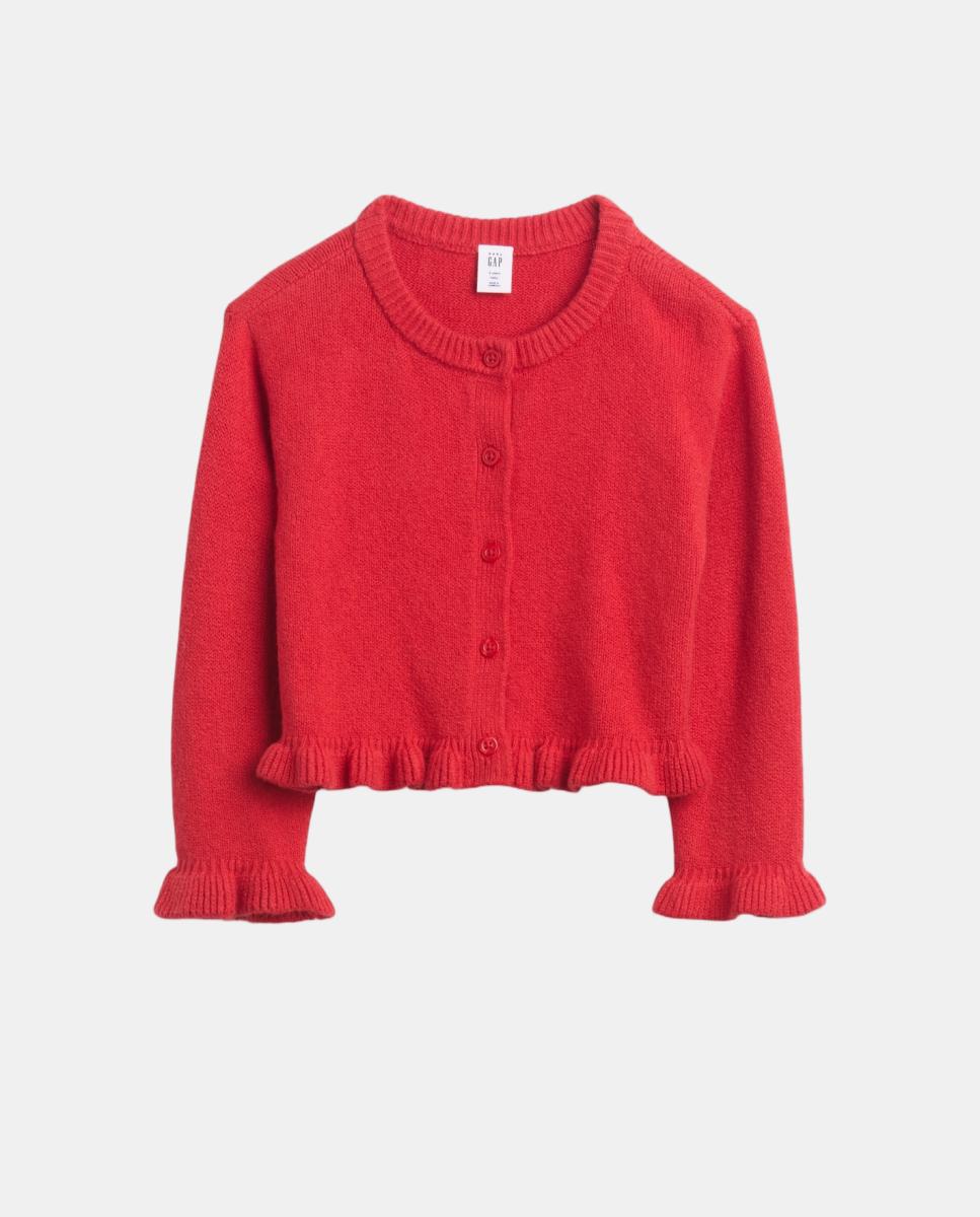 Cardigan de niña de punto cuello redondo y cierre frontal - Gap - Rojo Rojo-2
