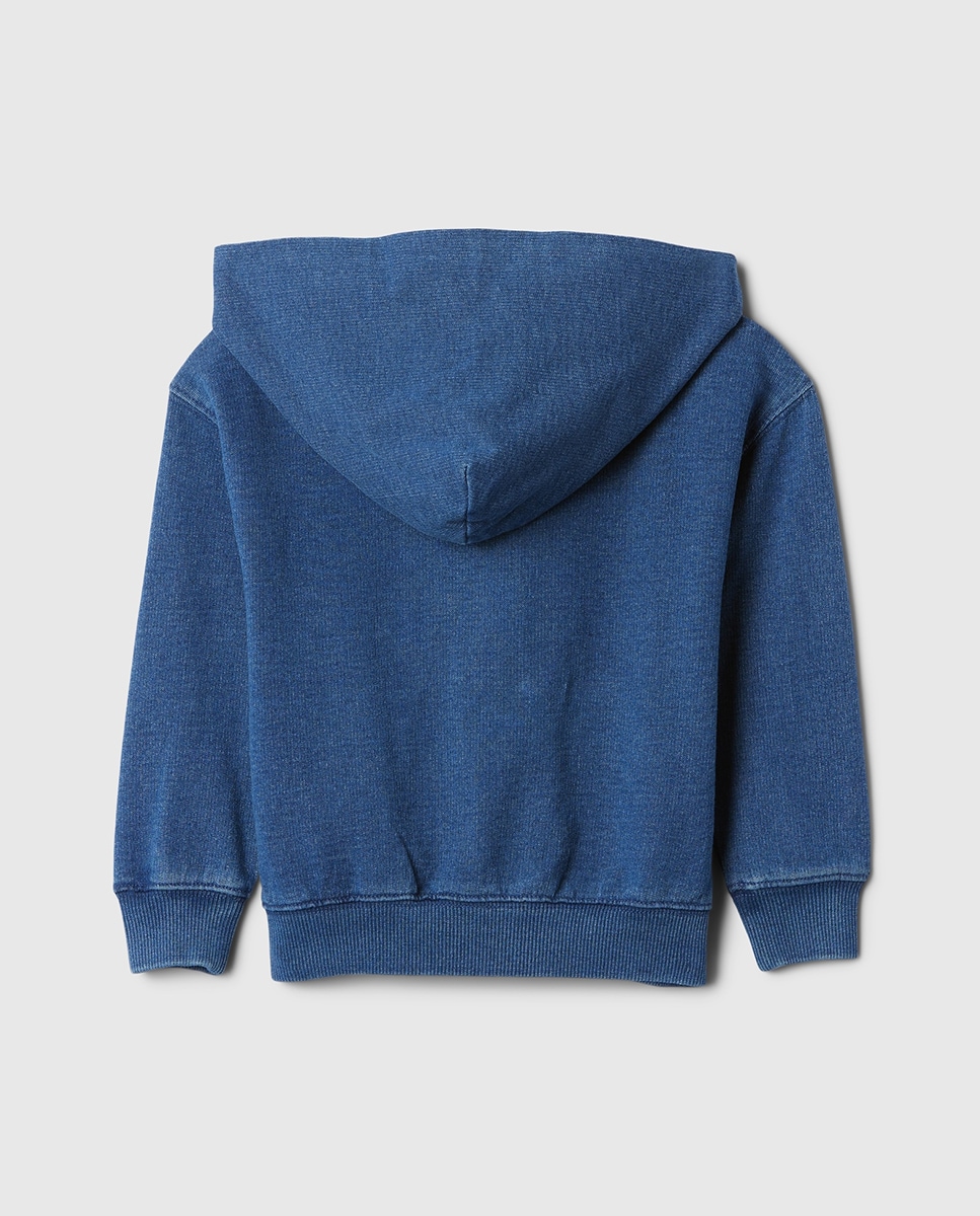 Sweatshirt de Bebé com Fecho de Correr e Capuz Azul-índigo-2