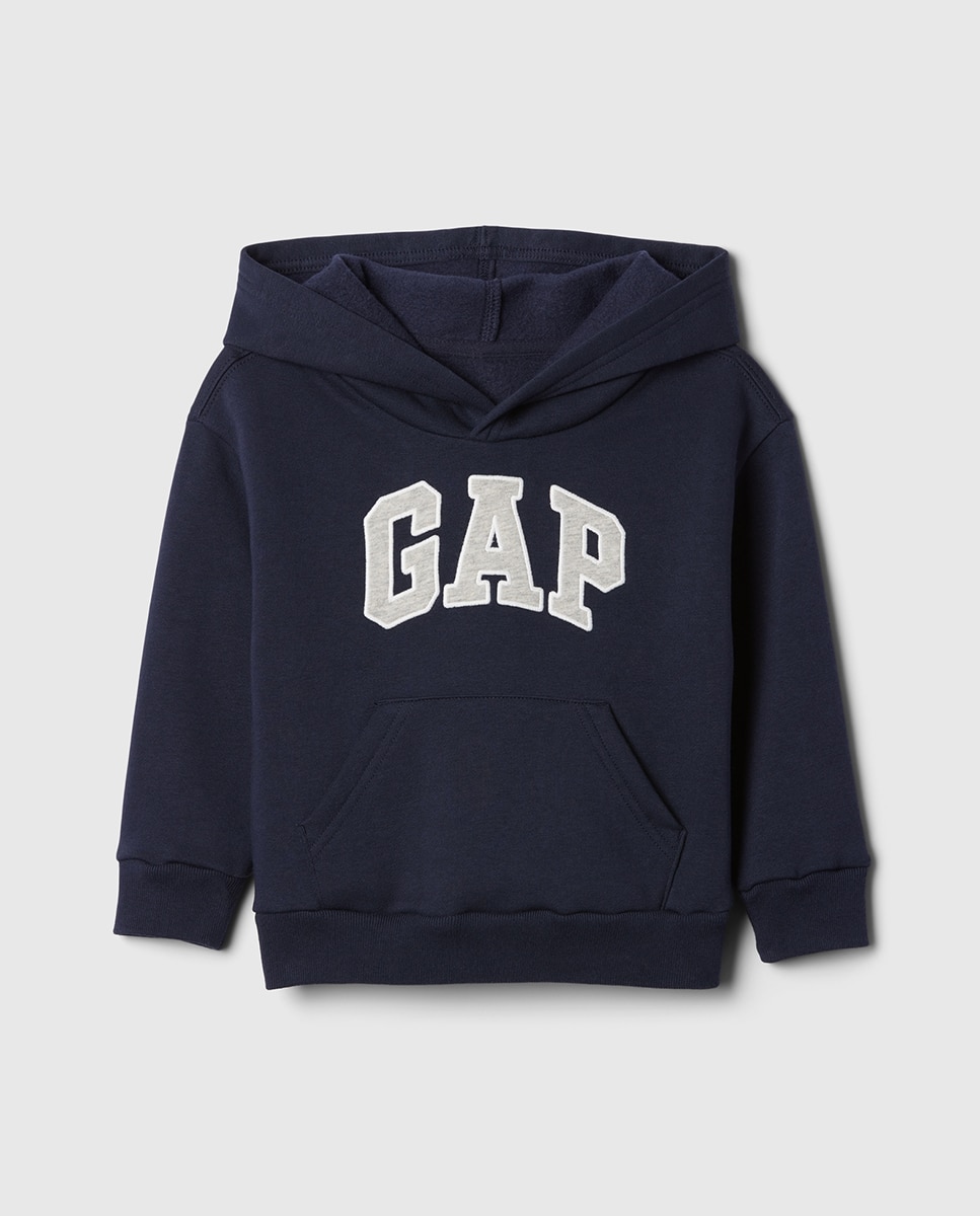 Sweatshirt Básica de Bebé com Logótipo Central e Capuz Azul-marinho-1