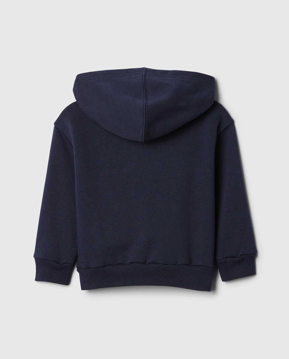 Sweatshirt Básica de Bebé com Logótipo Central e Capuz Azul-marinho-2