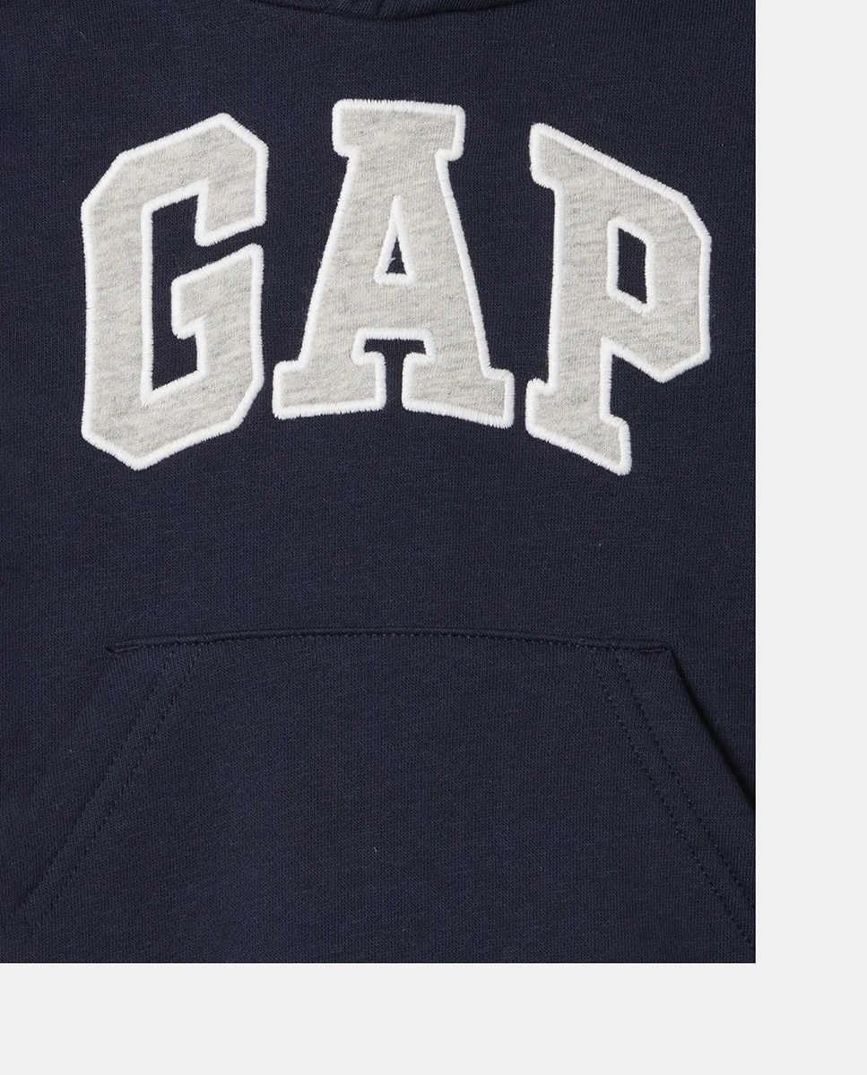 Sweatshirt Básica de Bebé com Logótipo Central e Capuz Azul-marinho-3