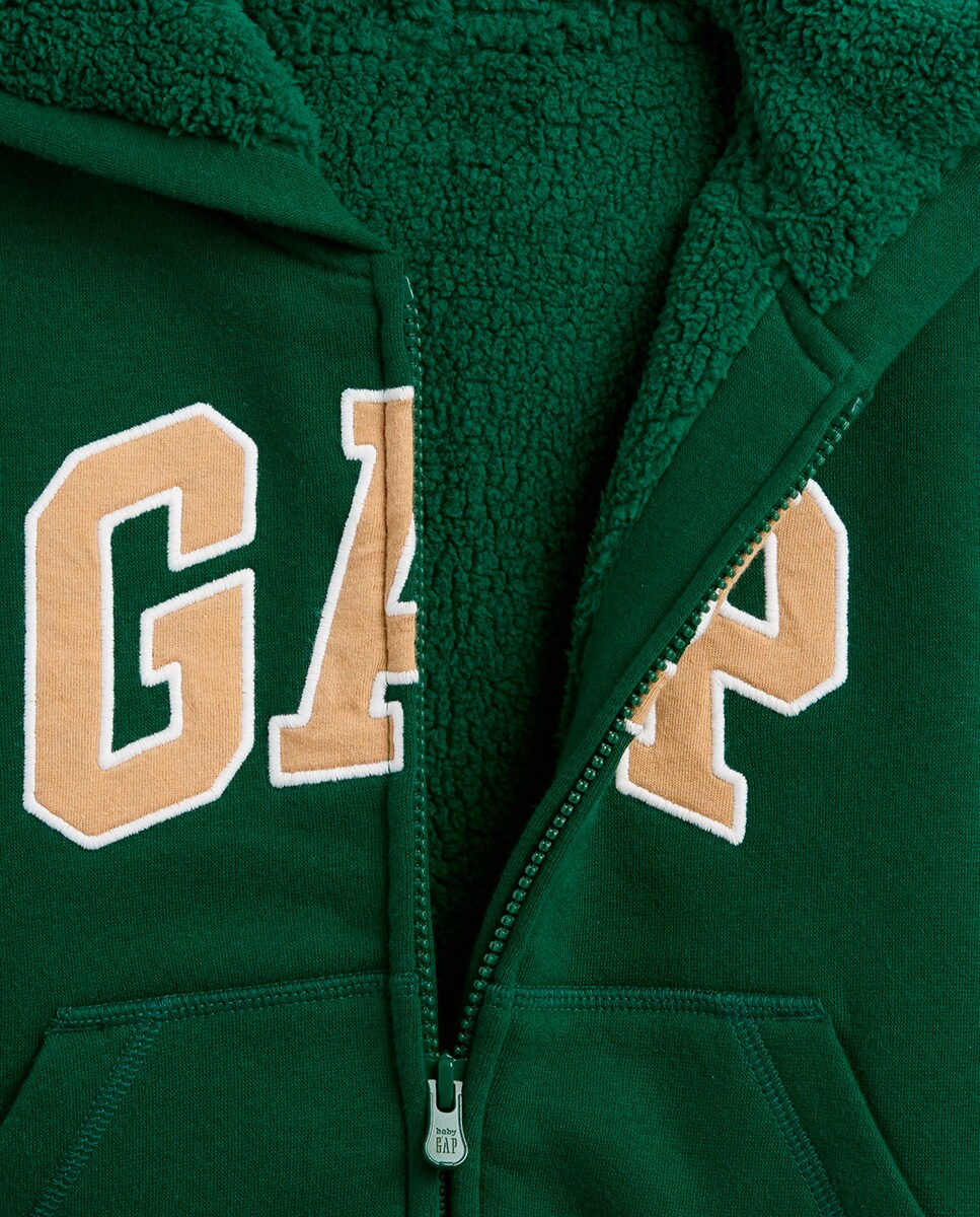 Sweatshirt para Bebés e Crianças Pequenas com Fecho de Correr, Sherpa e Logótipo Verde-3