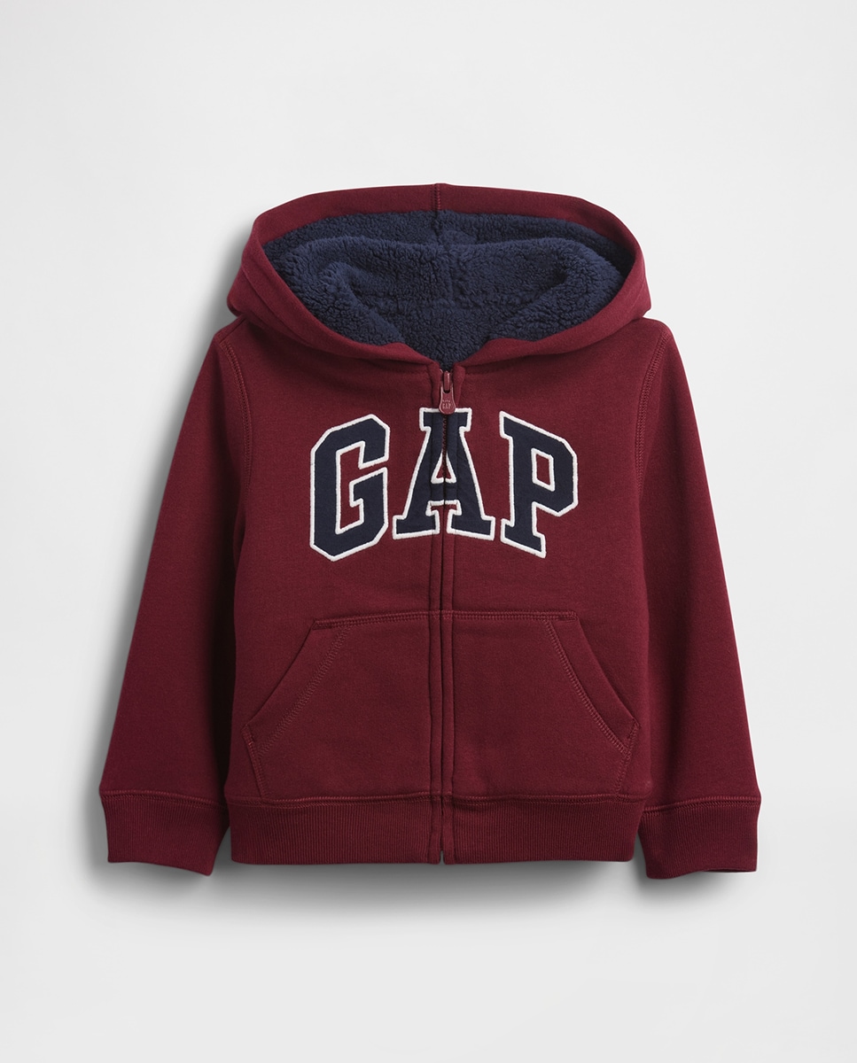 Sweatshirt de Bebé com Capuz de Fecho de Correr Sherpa Vermelho-1