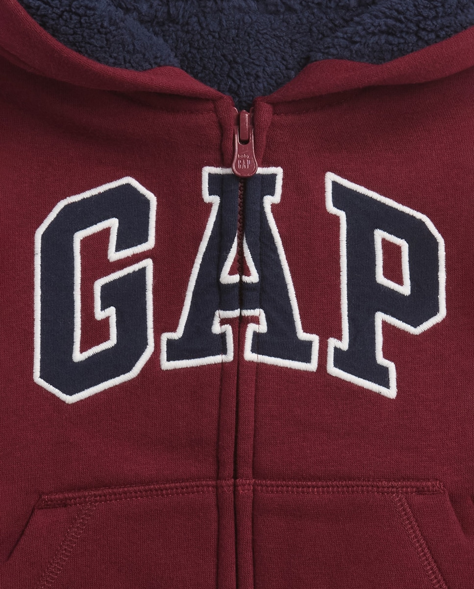 Sweatshirt de Bebé com Capuz de Fecho de Correr Sherpa Vermelho-3