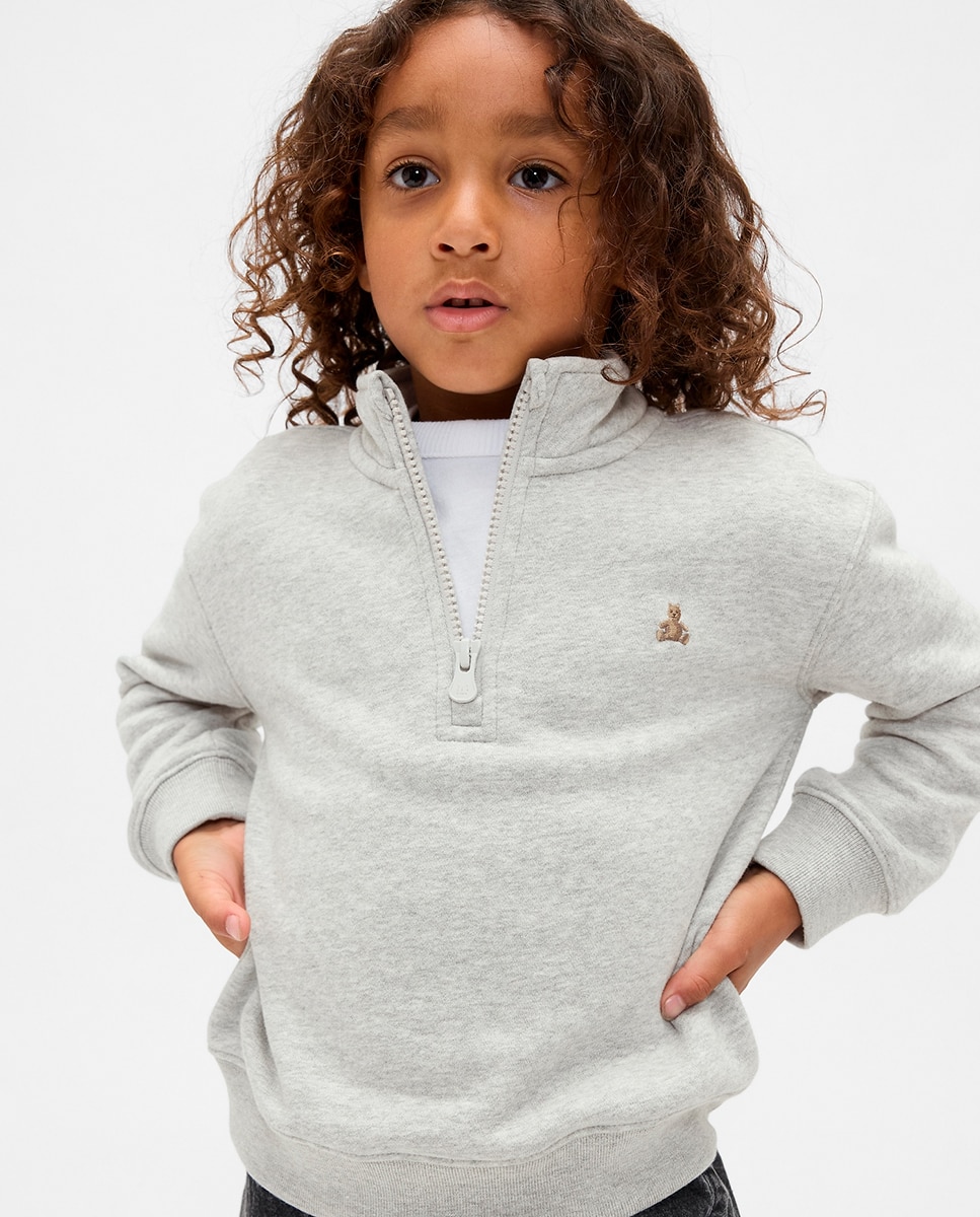 Camisola com Fecho de Correr Cinzento-1