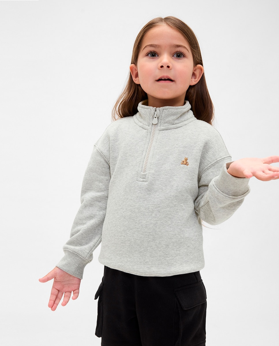 Camisola com Fecho de Correr Cinzento-2