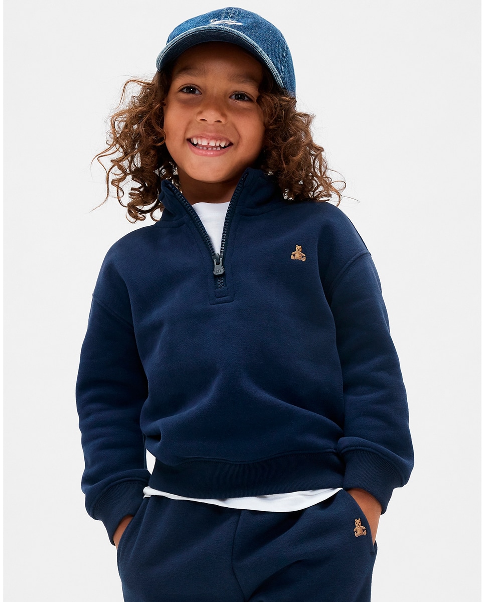 Camisola com Fecho de Correr Azul-marinho-1