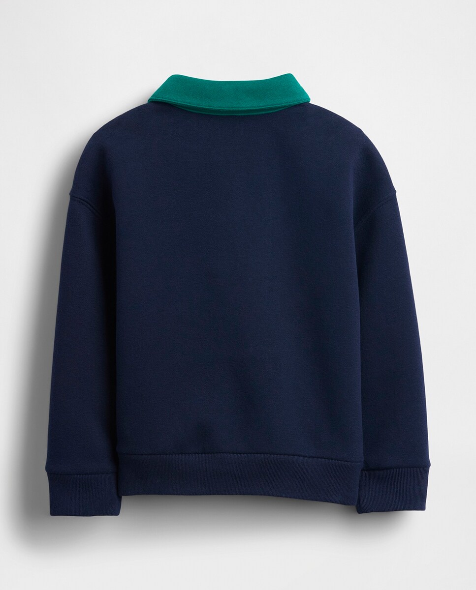 Sweatshirt para Bebés e Crianças Pequenas com Colarinho de Polo e Tecido VintageSoft Azul-marinho-3