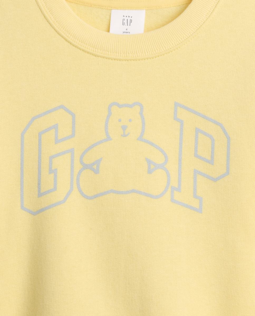 Sweatshirt Folgada de Bebé com Decote Redondo Amarelo-3