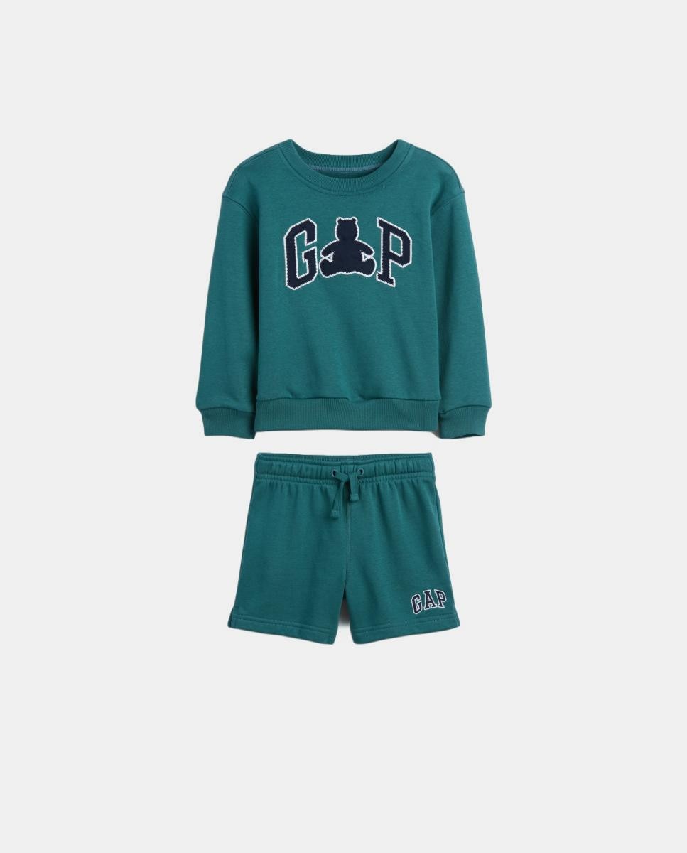 Conjunto de Sweatshirt e Calças de Bebé Gap Verde garrafa-2