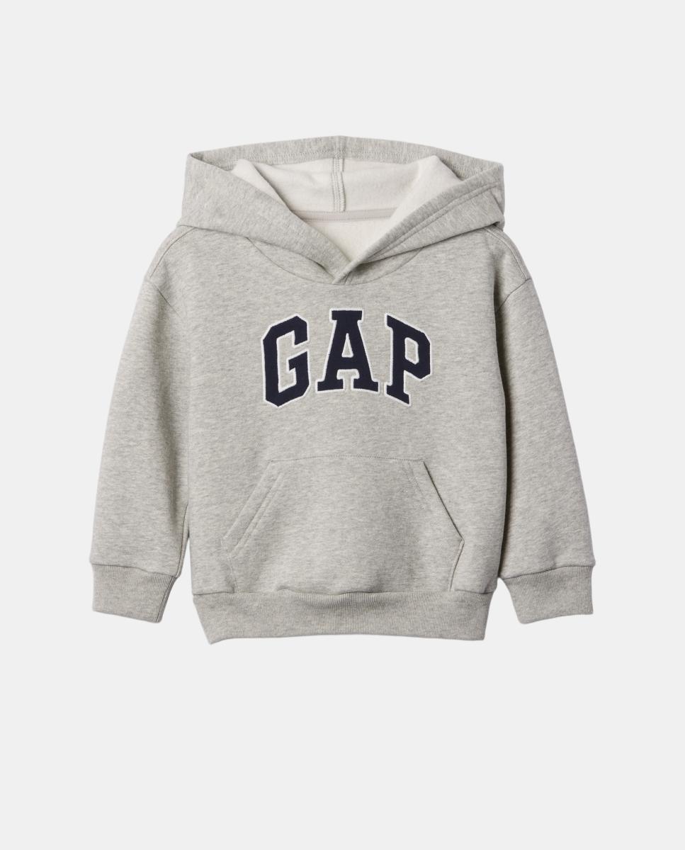 Sudadera de niño básica con capucha y bolsillo tipo canguro - Gap - Gris Gris-1