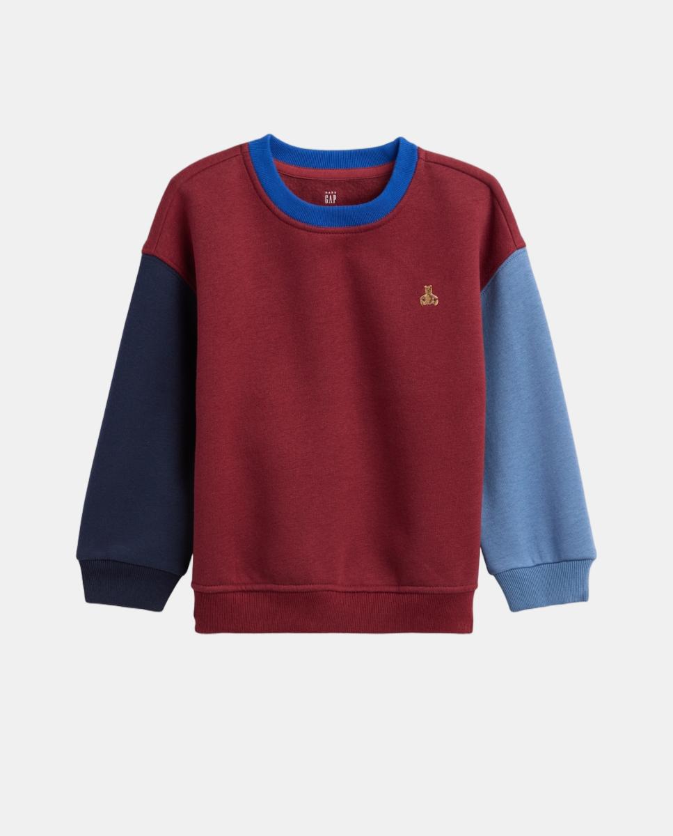Sweatshirt de Bebé com Manga Comprida e Decote Redondo Grená-2