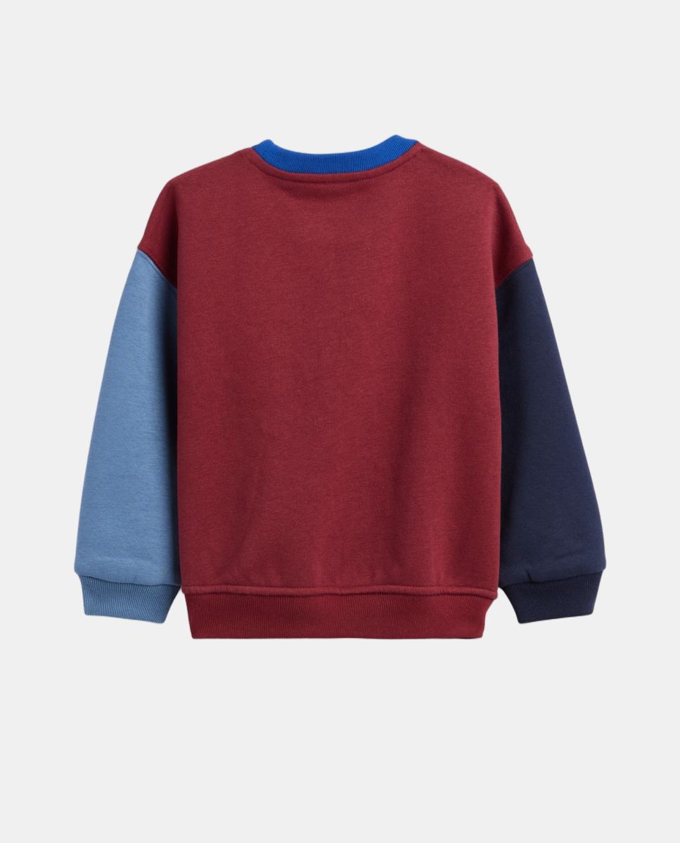 Sweatshirt de Bebé com Manga Comprida e Decote Redondo Grená-3