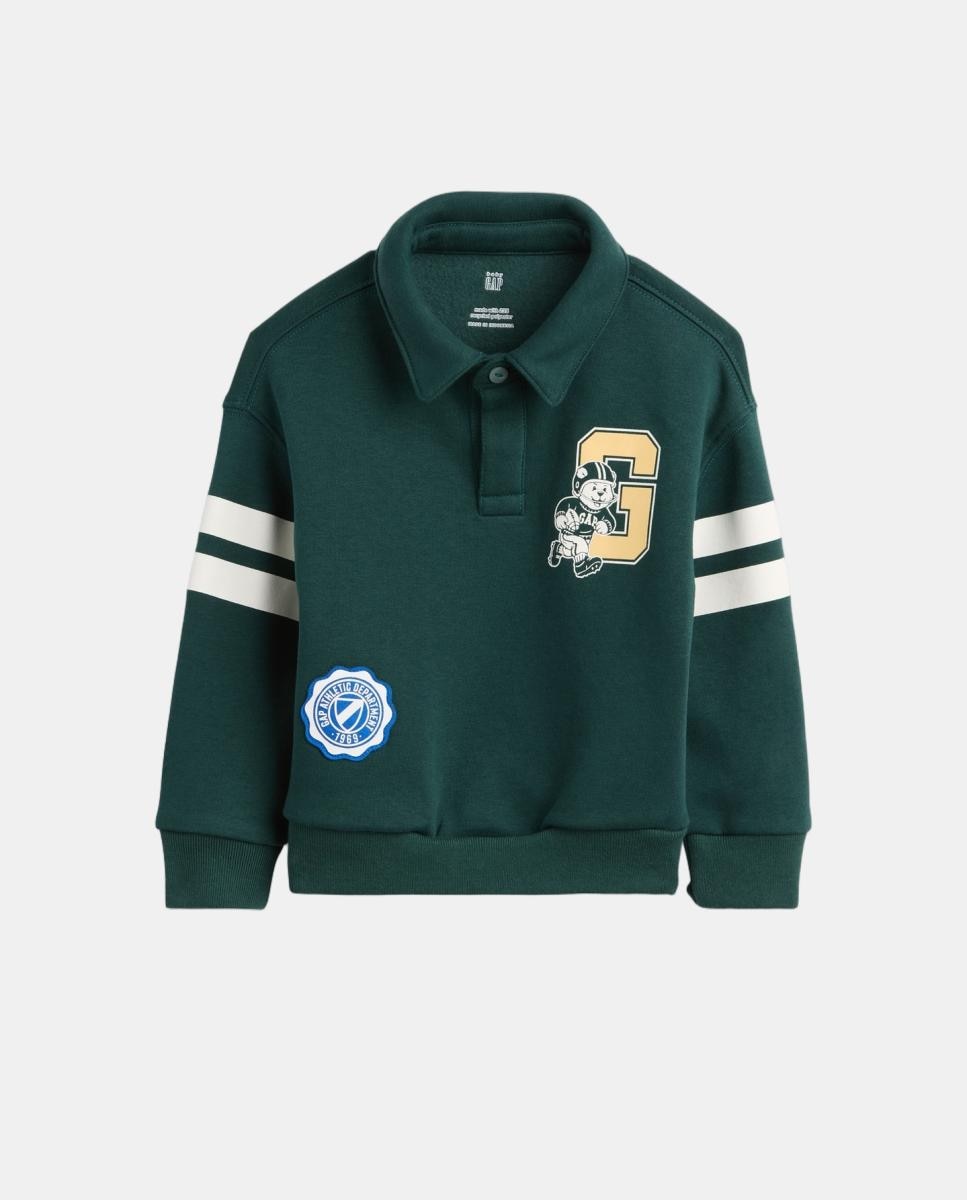 Sweatshirt de Bebé com Manga Comprida e Colarinho de Polo Verde-2