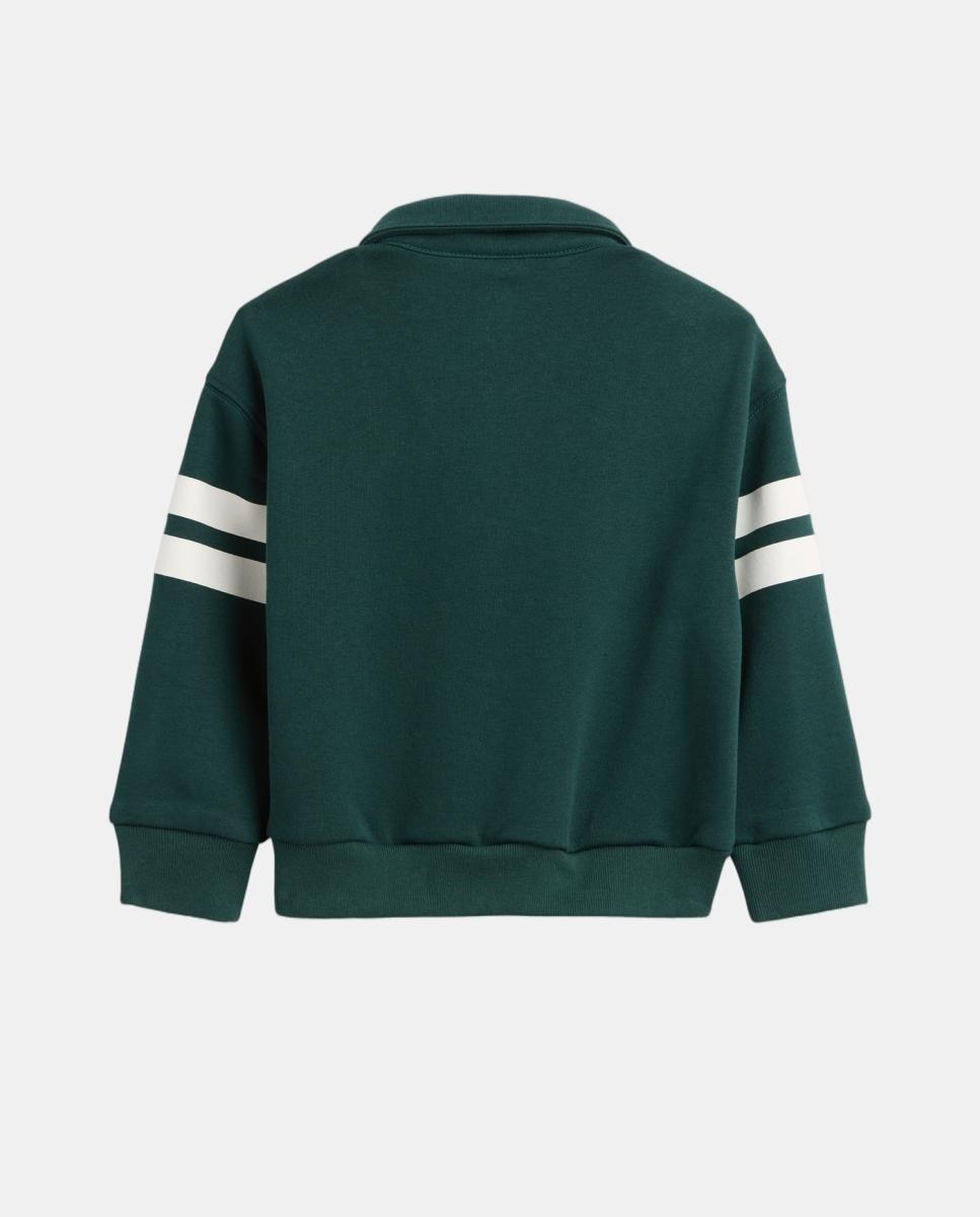 Sweatshirt de Bebé com Manga Comprida e Colarinho de Polo Verde-3