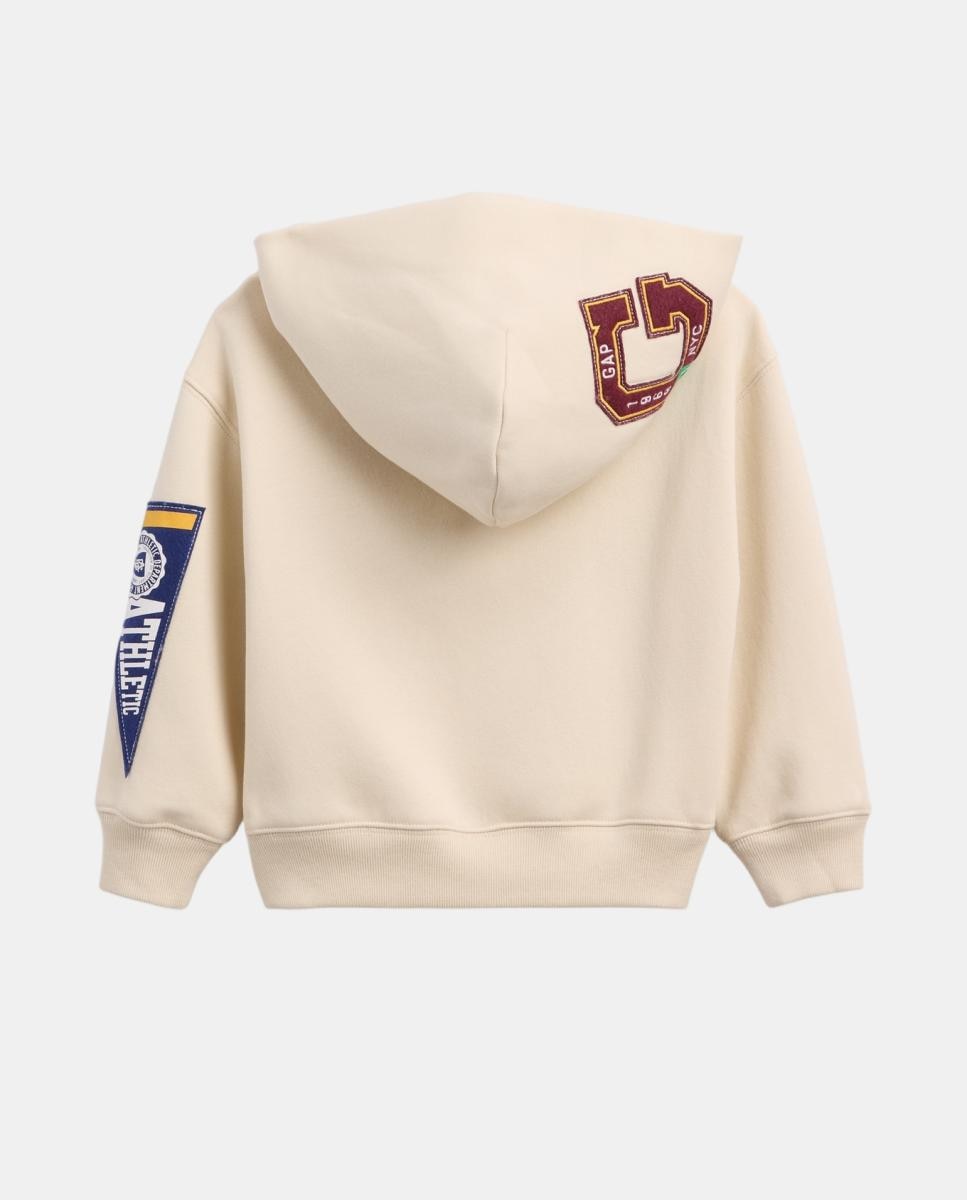 Sweatshirt de Bebé com Capuz e Fechos de Correr Bege-2