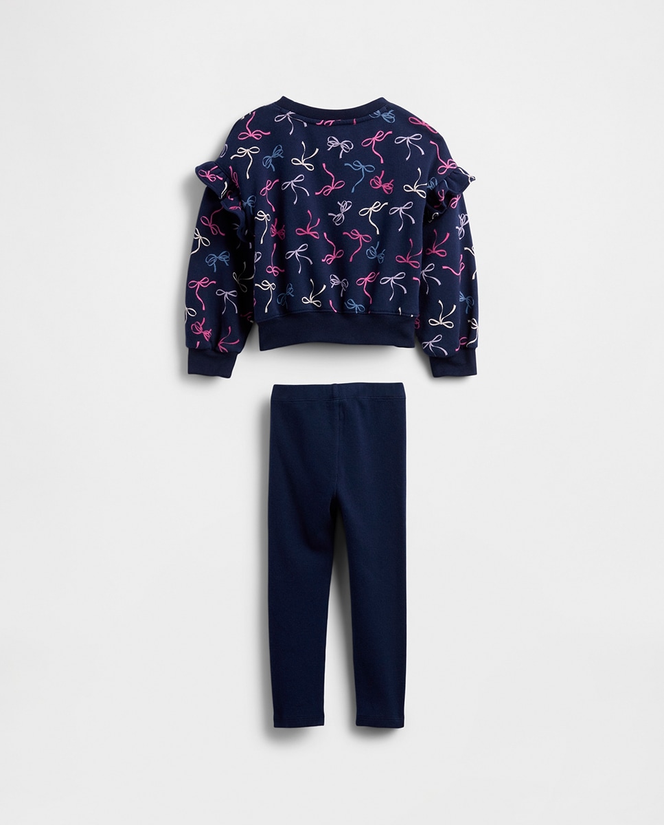 Conjunto de Sweatshirt e Leggings e Leggings de Bebé Azul-marinho-3