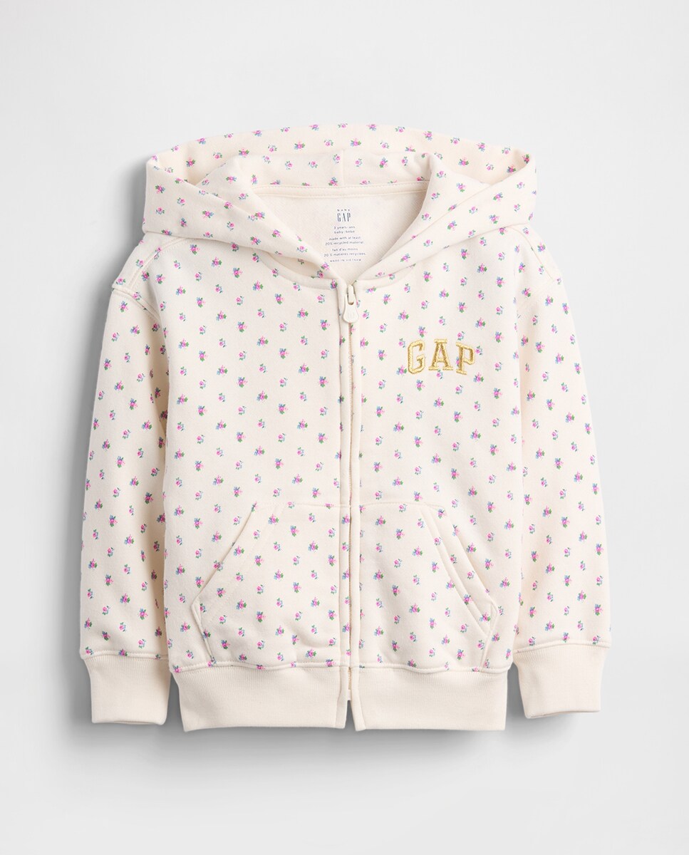 Sweatshirt Vintage de Bebé com Fecho de Correr Branco-1