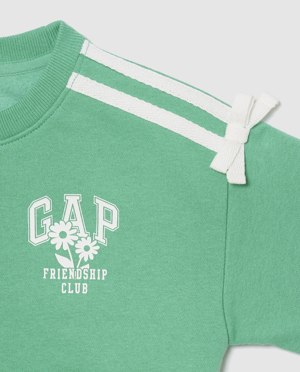 Conjunto de Bebé com Sweatshirt e Calções de Felpa com Detalhes em Contraste Gap Verde Água-4