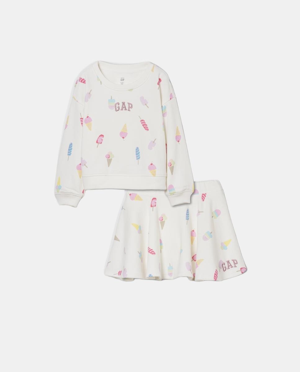 Conjunto de sudadera de corte cuadrado y skort de bebé - Gap - Blanco Blanco-1