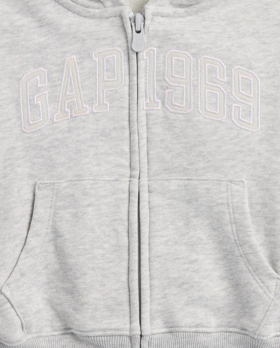 Sweatshirt de Bebé com Capuz e Fecho de Correr Branco-3