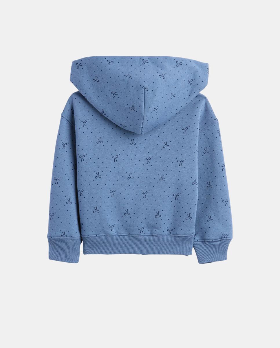 Sweatshirt de Bebé com Capuz e Fecho de Correr Azul-2