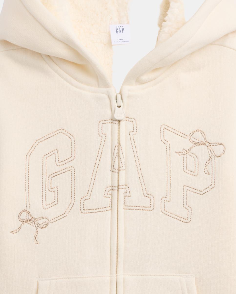 Sweatshirt Básica de Bebé com Capuz e Fecho de Correr Branco-3