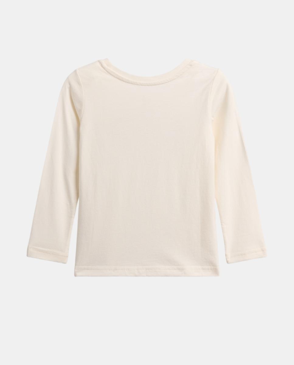 Camisola de Bebé com Manga Comprida e Decote Redondo Branco-2