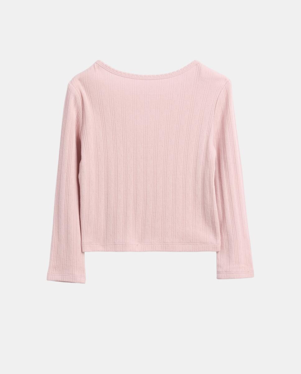 Camisola de Bebé com Manga Comprida e Decote Redondo Rosa-3
