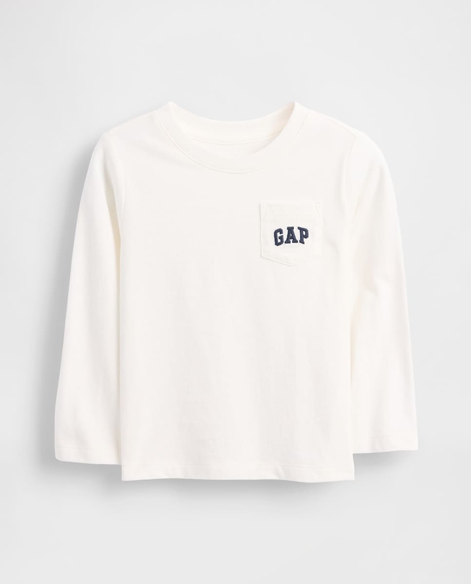 T-shirt de Bebé com Bolso com Logótipo Branco-1