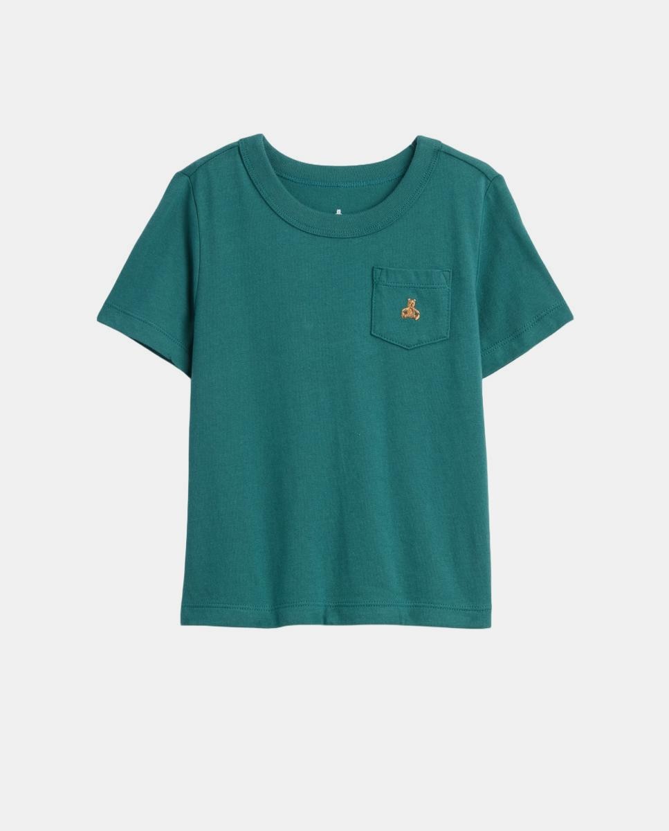 Camiseta básica con bolsillo en pecho izquierdo de bebé - Gap - Verde botella Verde botella-1
