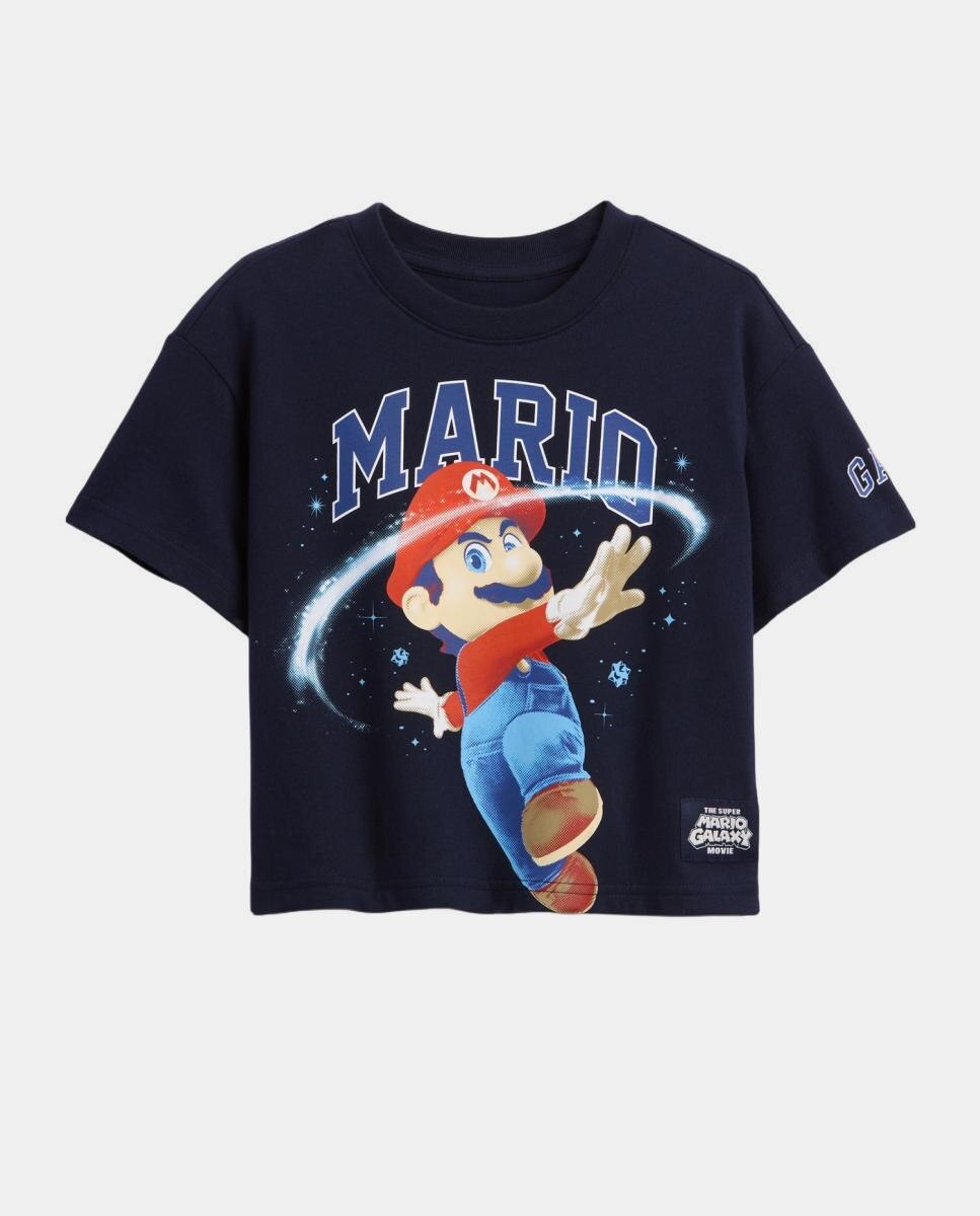 Camiseta de niño corte extragrande manga corta estampada - Gap - Azul marino Azul marino-2