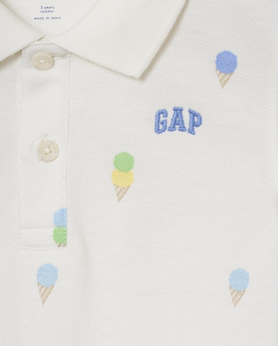 Polo de piqué estampado en toda la prenda de bebé - Gap - Blanco Blanco-3