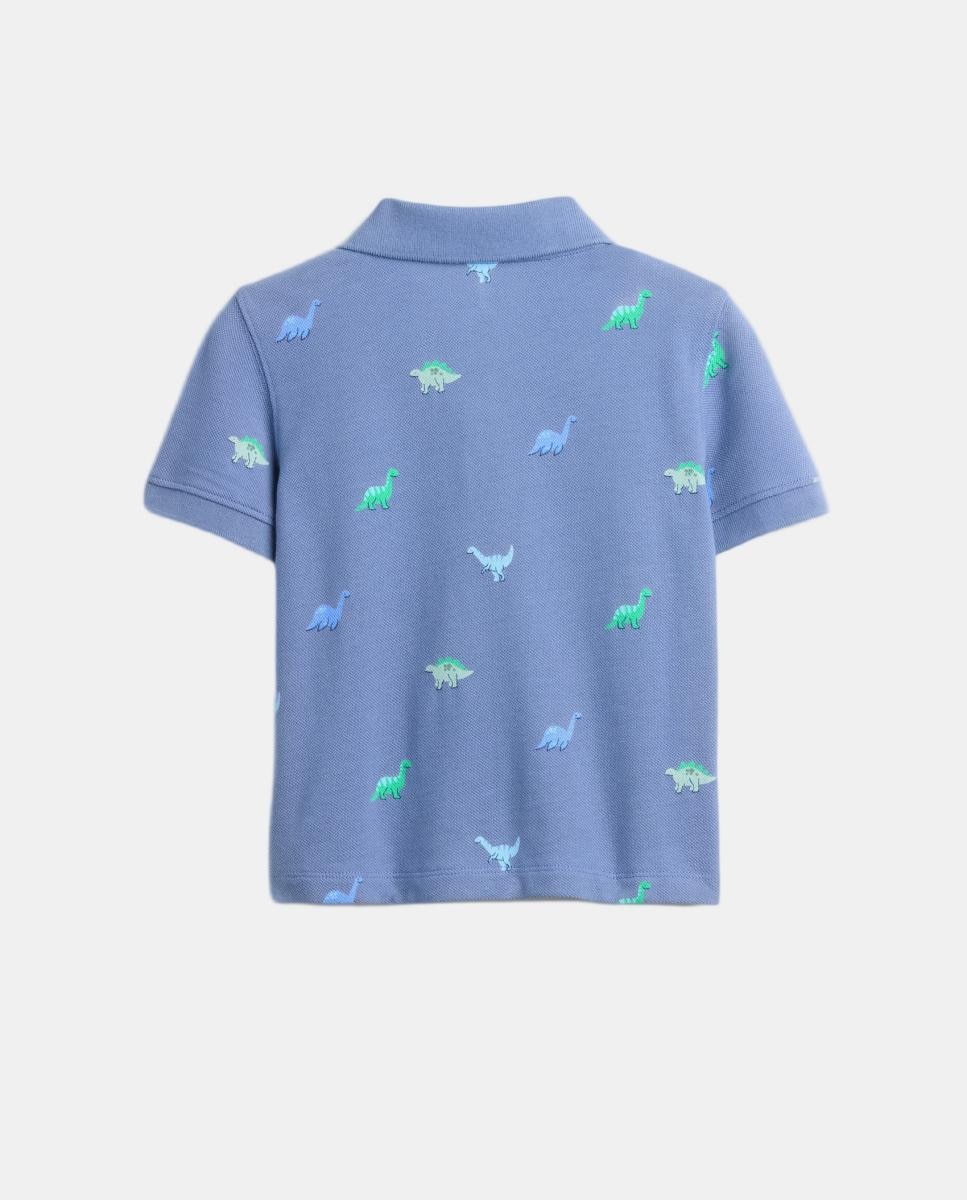 Polo Piqué de Bebé com All Over Print Gap Azul-2
